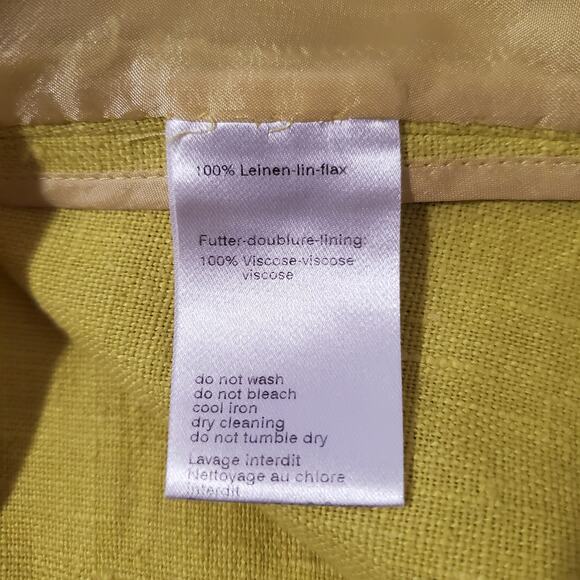 Akris Punto 100% Linen Yellow Roll Tab Short Sleeve Blazer Jacket Womens Size 12 - Picture 11 of 13